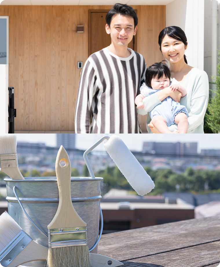 家族とペイント用具